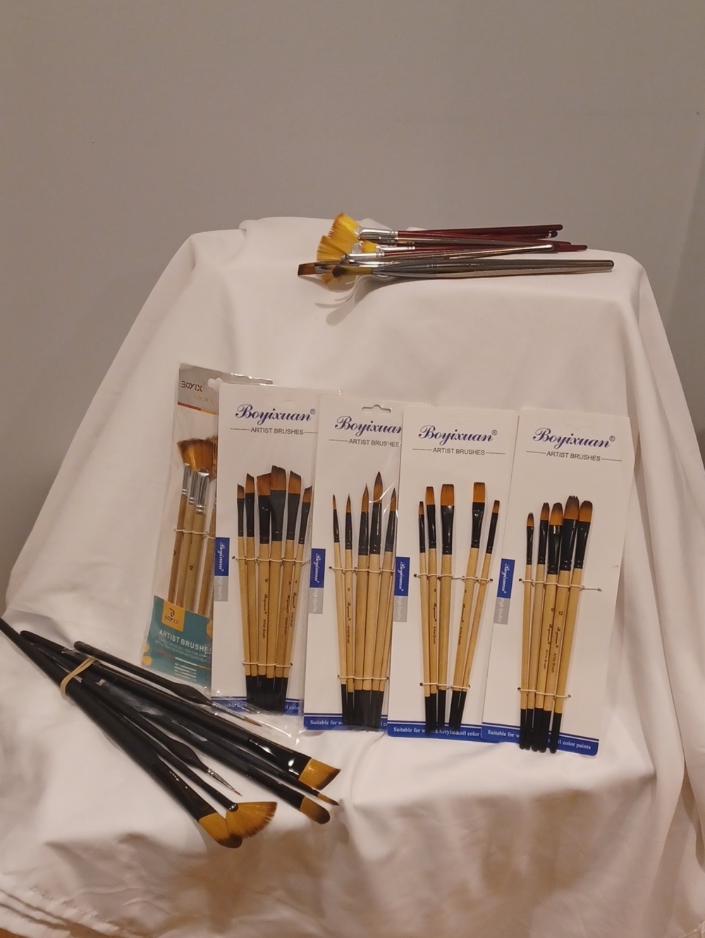 Boyixuan Bamboo Handle Artist Brush Set - Natural & Black